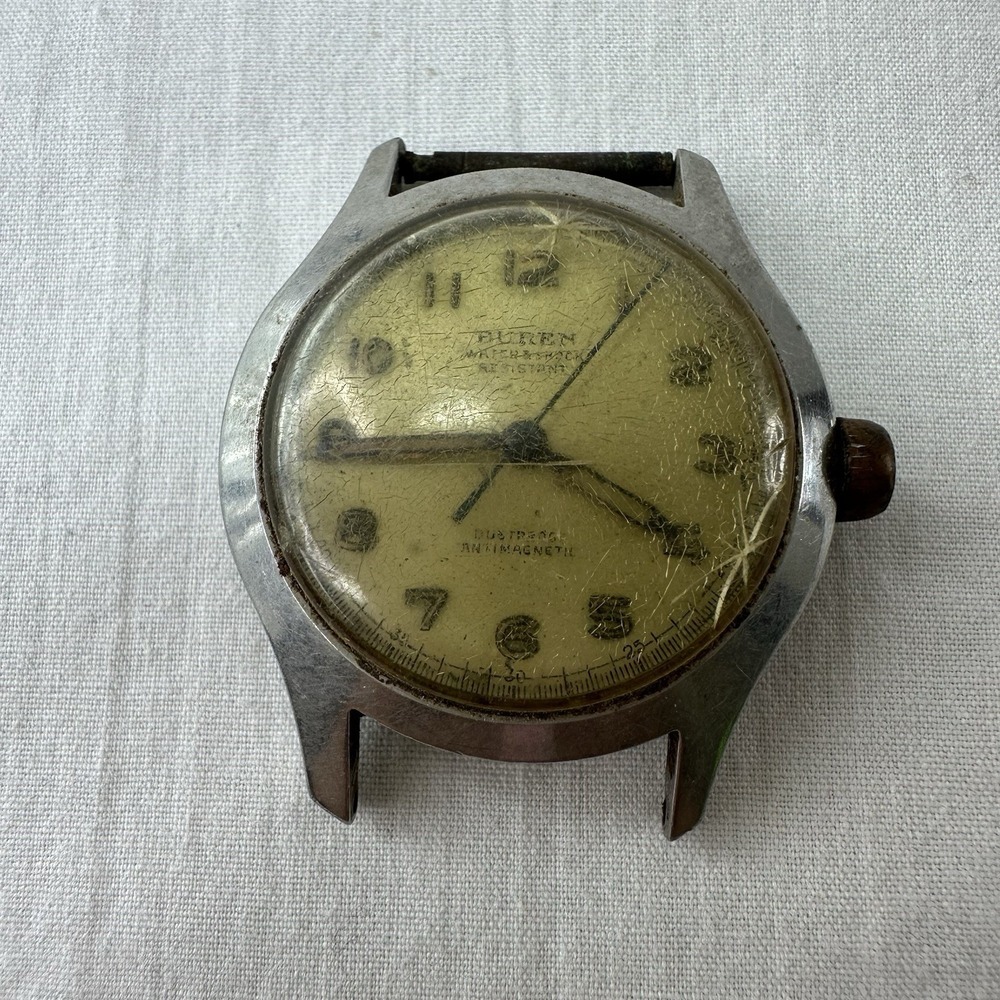 VINTAGE BUREN MANUAL WIND WATCH RUNNING PARTS OR PROJECT Face Only Stainless